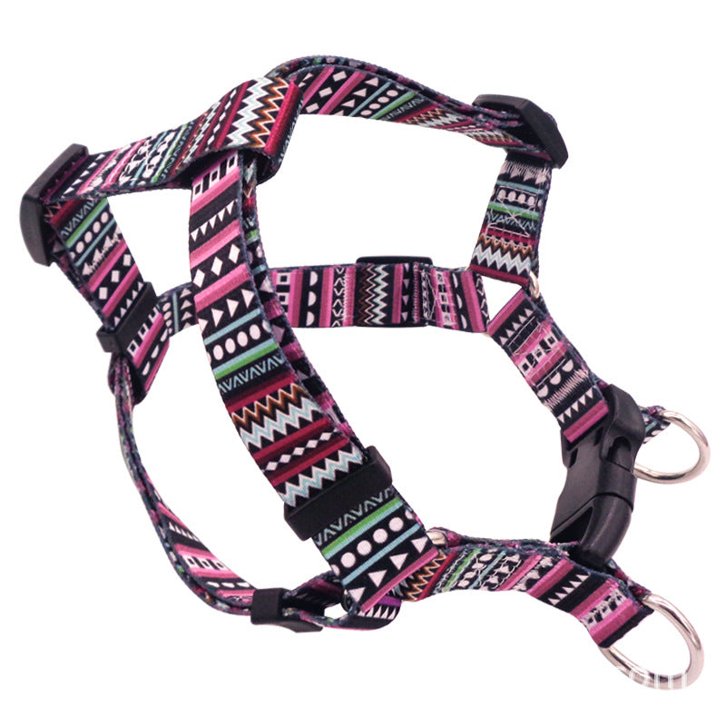 KFX-7132221 Bohemian Purple Ethnic Pattern Chest Strap – Adjustable Polyester Design