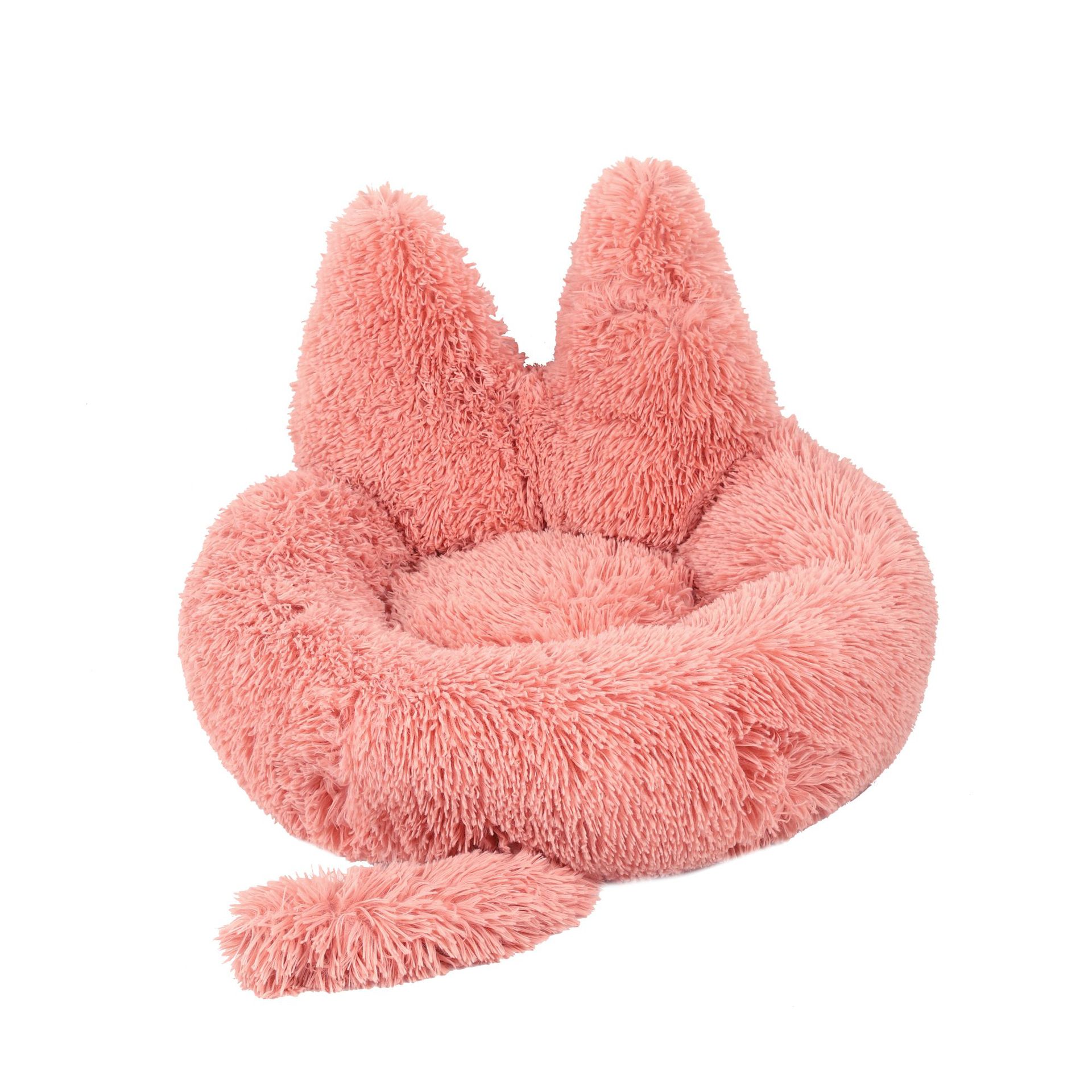 KFX-7132989 Cozy Round Plush Nest for Cats and Dogs - Warm Winter Pet Bed and Cushion