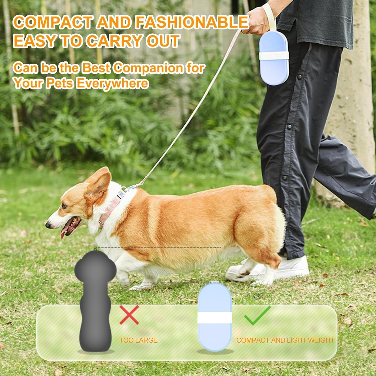 KFX-7134397 2-in-1 Portable Dog Water Bottle and Food Container with Collapsible Bowl - Ideal for Travel and Outdoor Adventures