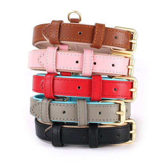 KFX-7134909 Lychee Pattern Leather Dog Collar in Multiple Colors and Sizes
