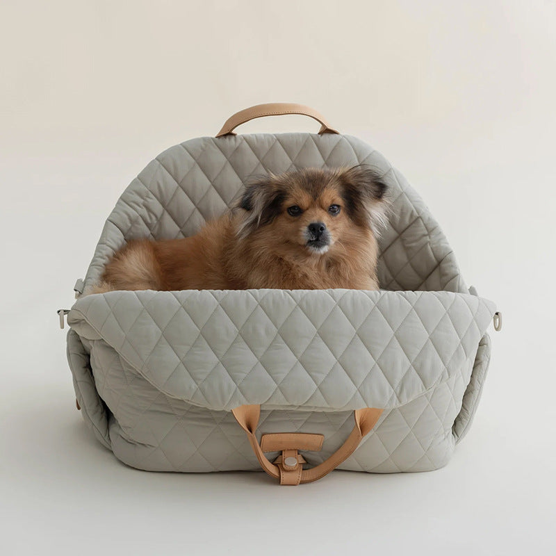 KFX-7135165 Soft Nylon Pet Handbag for Cats - Available in Pink, Khaki, Beige, Gray, and Black - Two Sizes Options