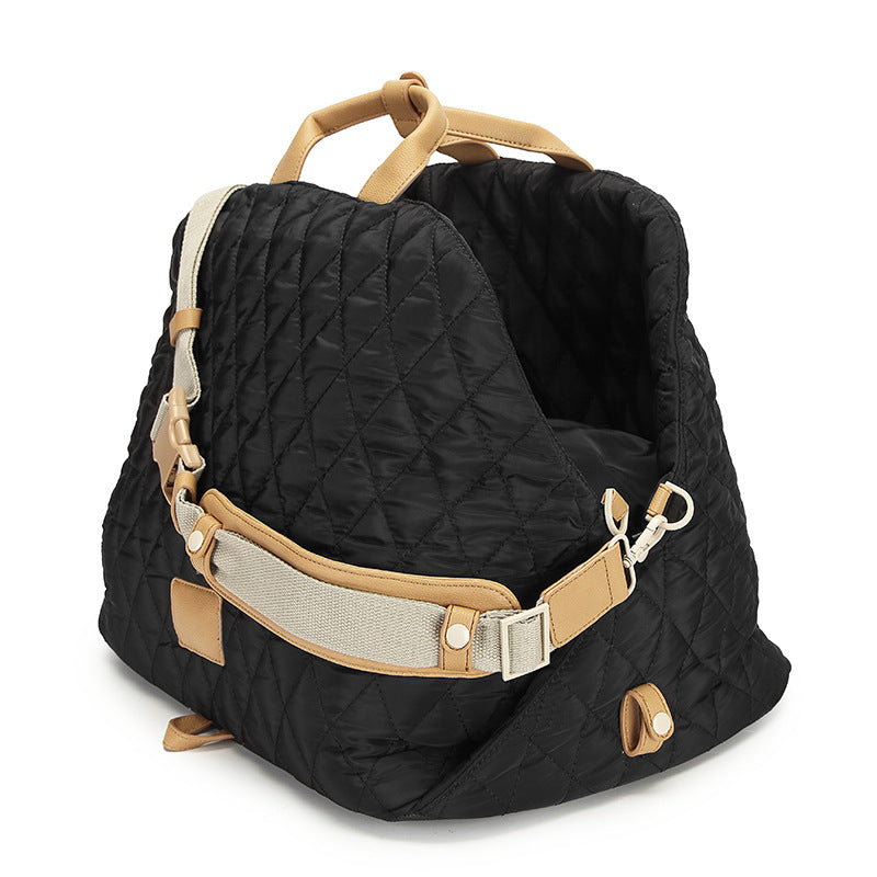 KFX-7135165 Soft Nylon Pet Handbag for Cats - Available in Pink, Khaki, Beige, Gray, and Black - Two Sizes Options