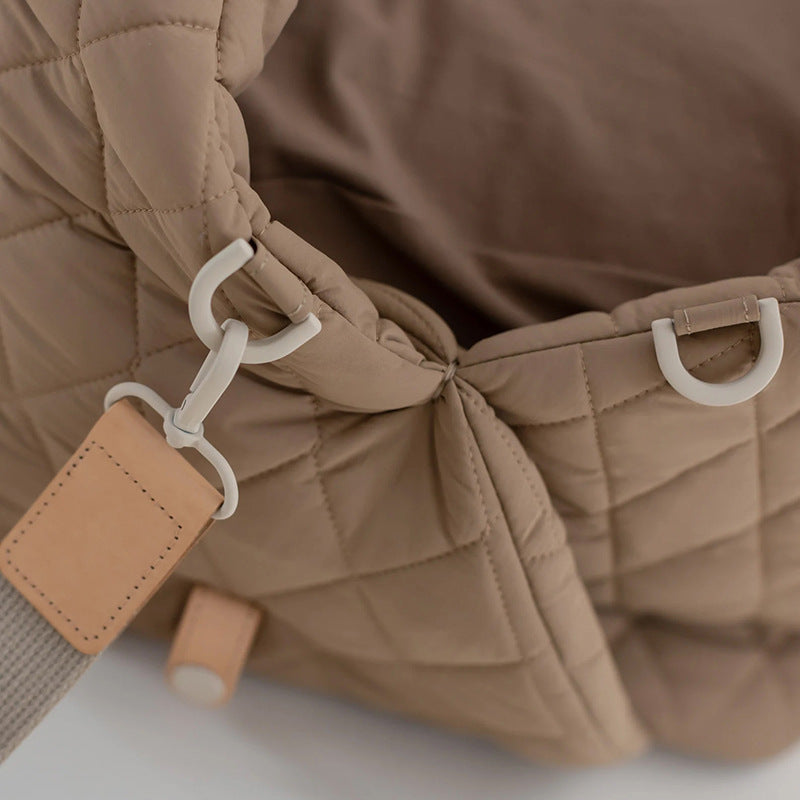 KFX-7135165 Soft Nylon Pet Handbag for Cats - Available in Pink, Khaki, Beige, Gray, and Black - Two Sizes Options