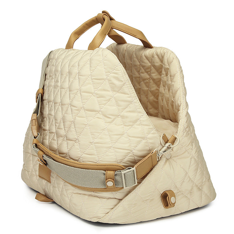 KFX-7135165 Soft Nylon Pet Handbag for Cats - Available in Pink, Khaki, Beige, Gray, and Black - Two Sizes Options