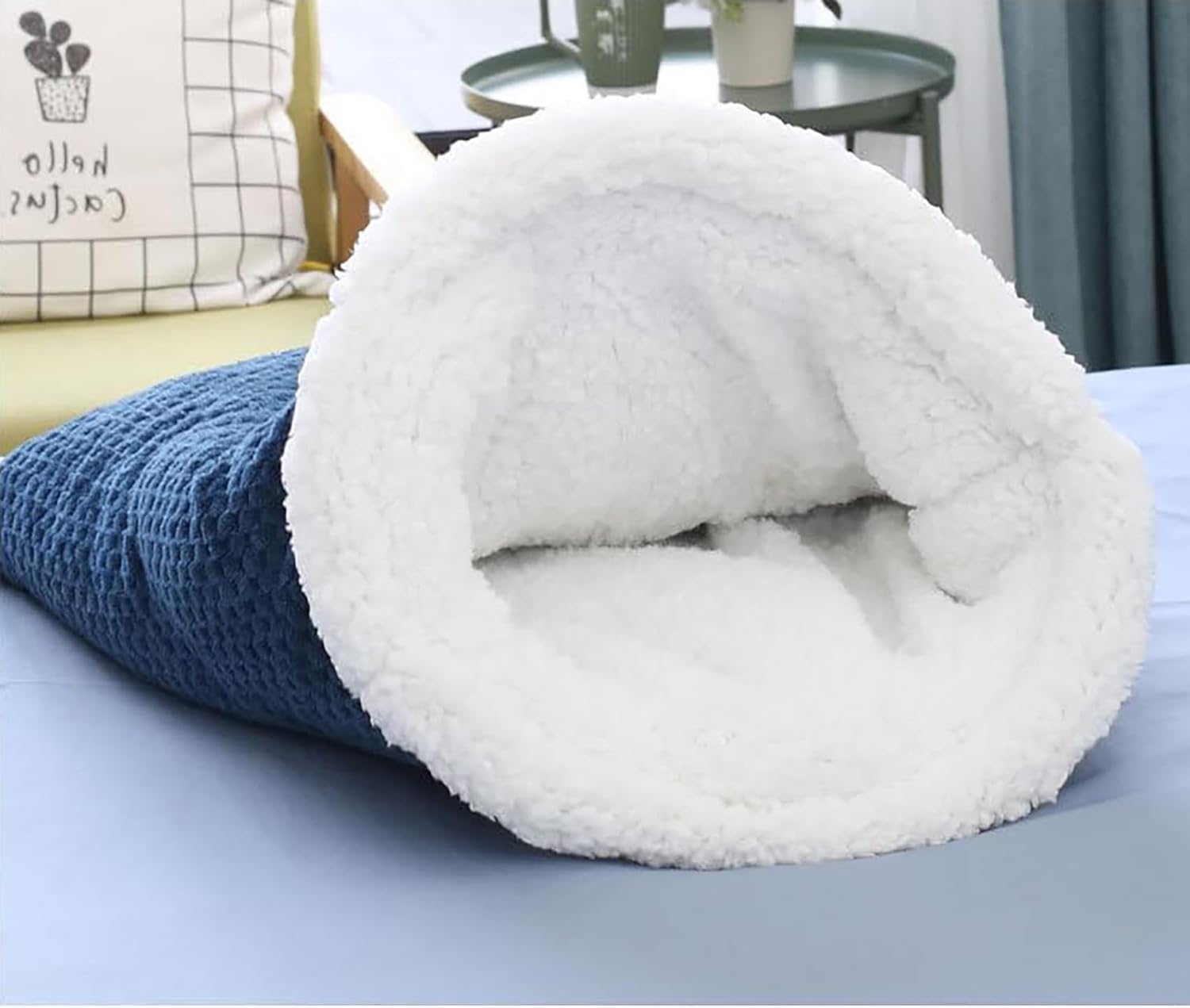 KFX-7136957 Cozy Sleeping Bag for Cats, Warm Semi-Enclosed Crinkle Sack Bed for Cats Up to 6kg