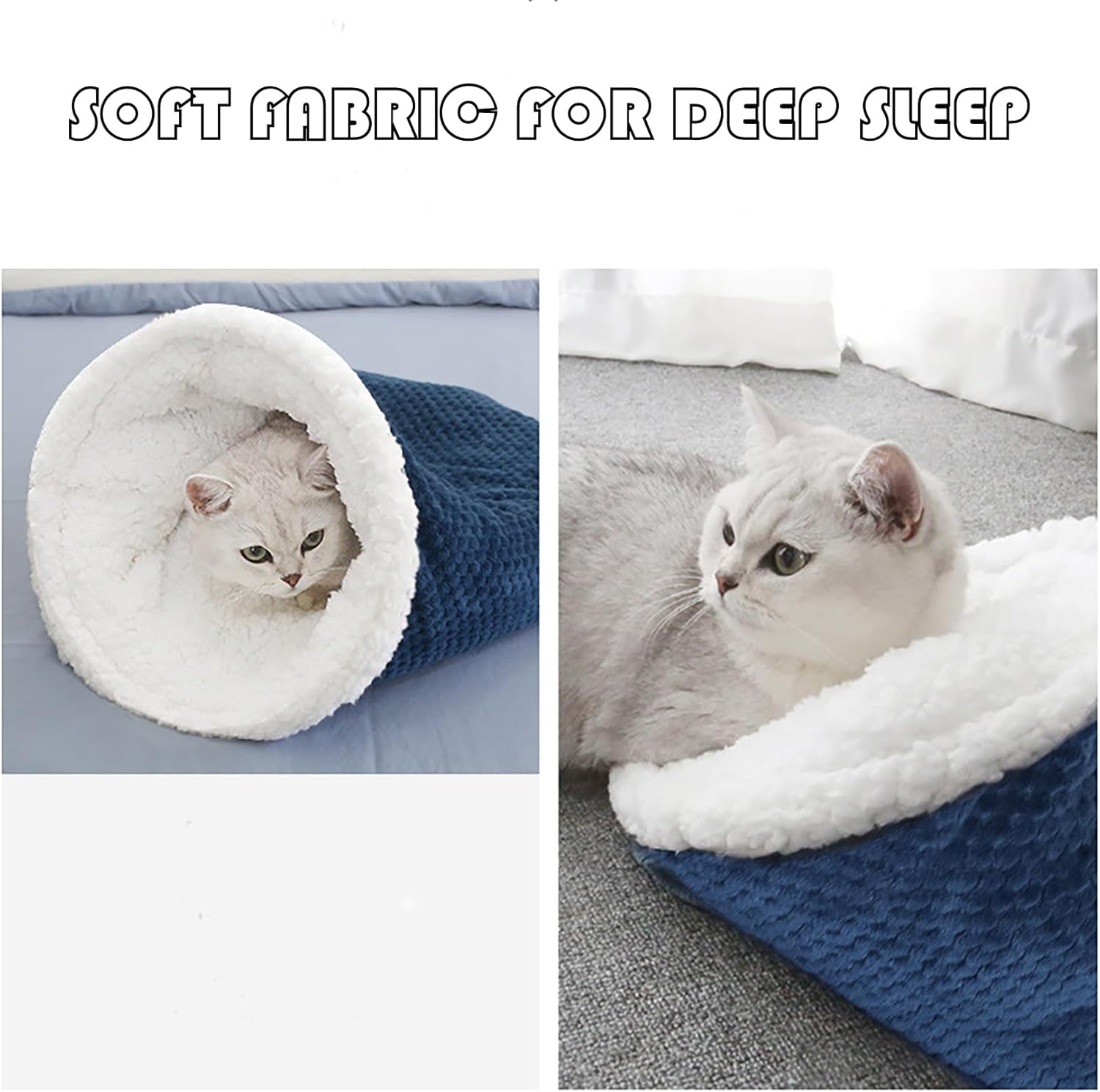 KFX-7136957 Cozy Sleeping Bag for Cats, Warm Semi-Enclosed Crinkle Sack Bed for Cats Up to 6kg