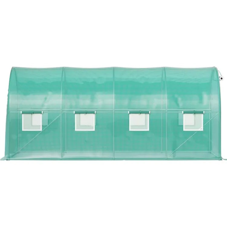 KFX-7137725 Portable Walk-in Tunnel Greenhouse with Galvanized Steel Frame and Zippered Door, 14.8 x 6.6 x 6.6 Ft, Green