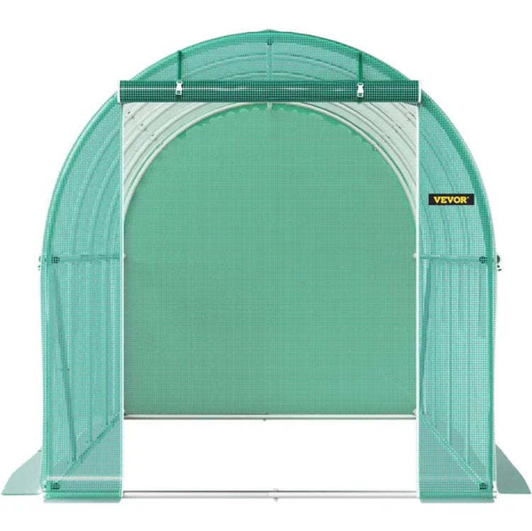 KFX-7137725 Portable Walk-in Tunnel Greenhouse with Galvanized Steel Frame and Zippered Door, 14.8 x 6.6 x 6.6 Ft, Green