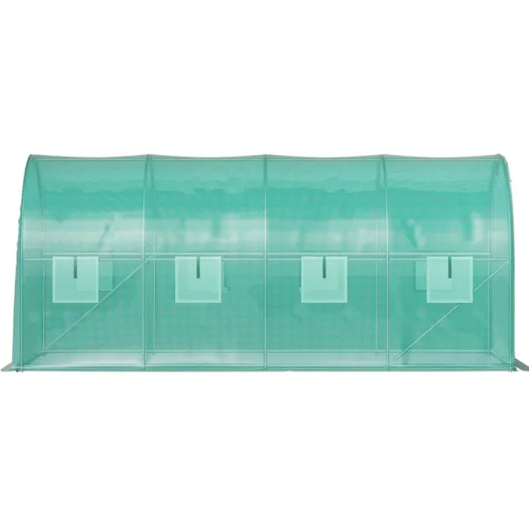 KFX-7137725 Portable Walk-in Tunnel Greenhouse with Galvanized Steel Frame and Zippered Door, 14.8 x 6.6 x 6.6 Ft, Green