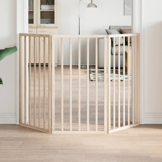 KFX-7137981 Foldable 3-Panel Dog Gate in Poplar Wood, 150 cm Length, Brown/Black/White Options