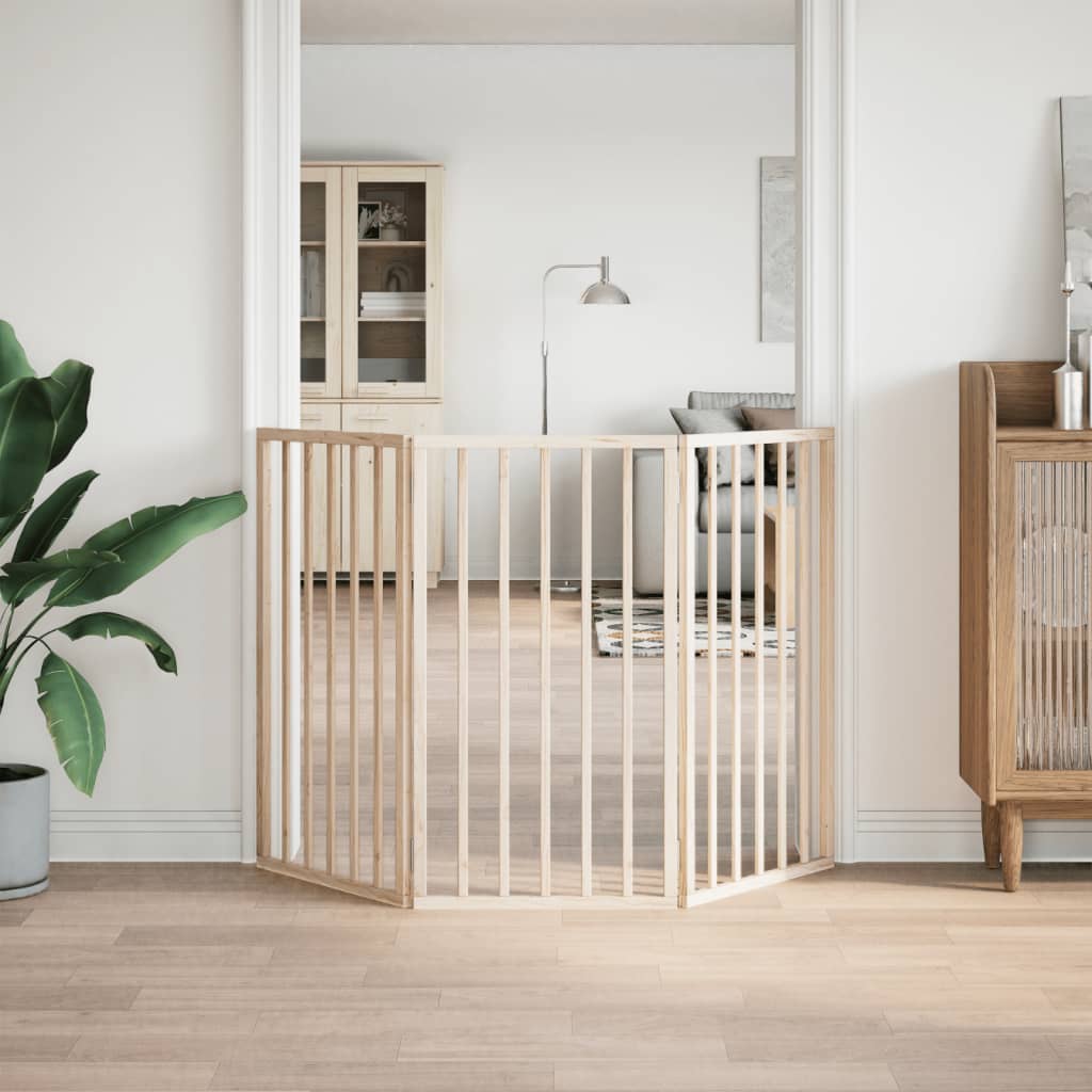 KFX-7137981 Foldable 3-Panel Dog Gate in Poplar Wood, 150 cm Length, Brown/Black/White Options