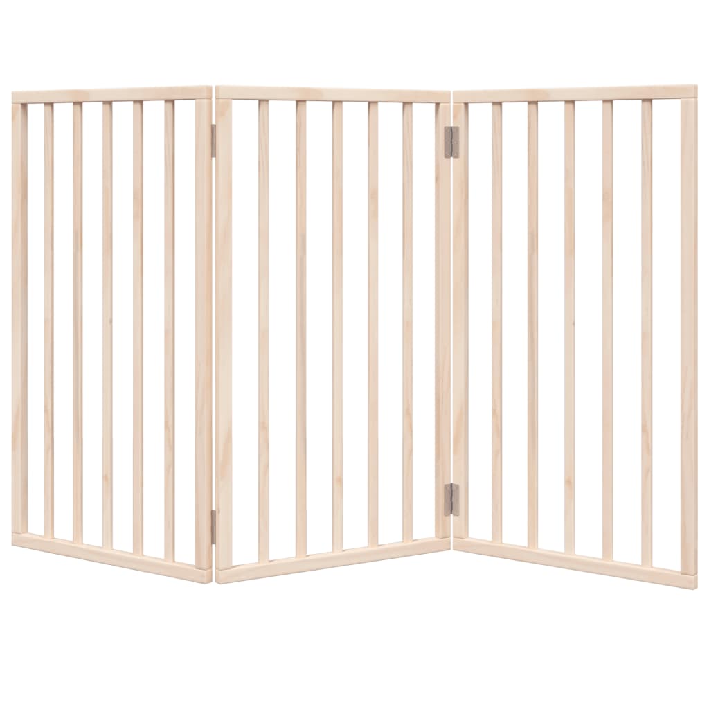KFX-7137981 Foldable 3-Panel Dog Gate in Poplar Wood, 150 cm Length, Brown/Black/White Options