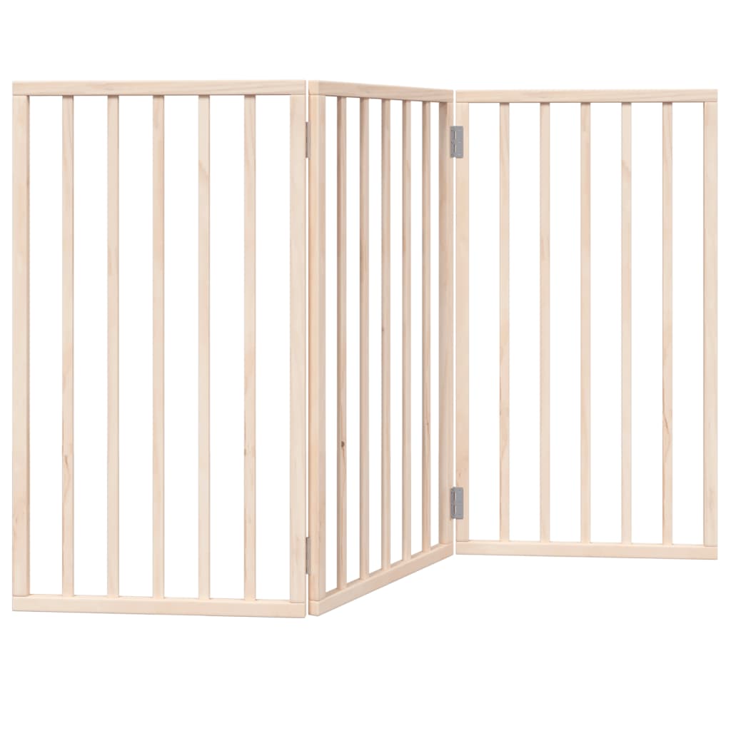 KFX-7137981 Foldable 3-Panel Dog Gate in Poplar Wood, 150 cm Length, Brown/Black/White Options