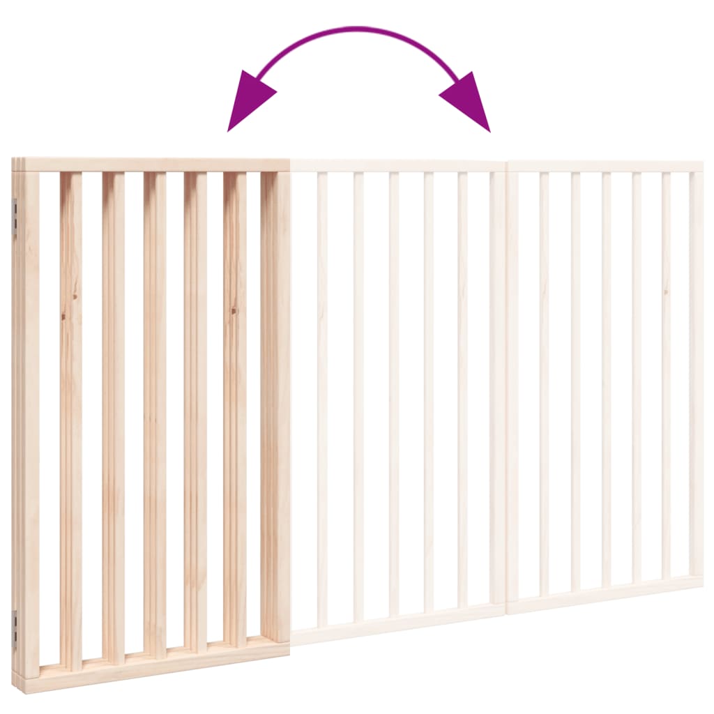 KFX-7137981 Foldable 3-Panel Dog Gate in Poplar Wood, 150 cm Length, Brown/Black/White Options