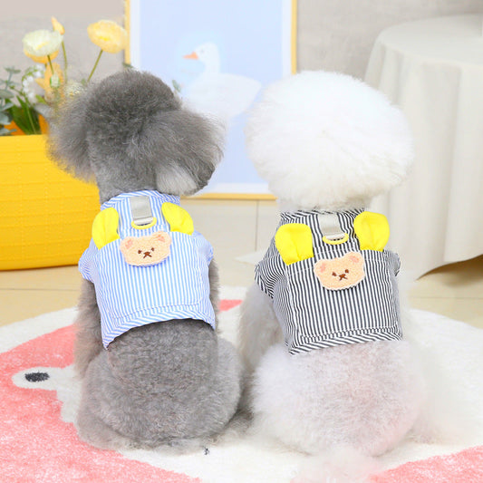 KFX-7138493 Personalized Casual Dog Vest in Blue and Black - Cotton Pet Clothing