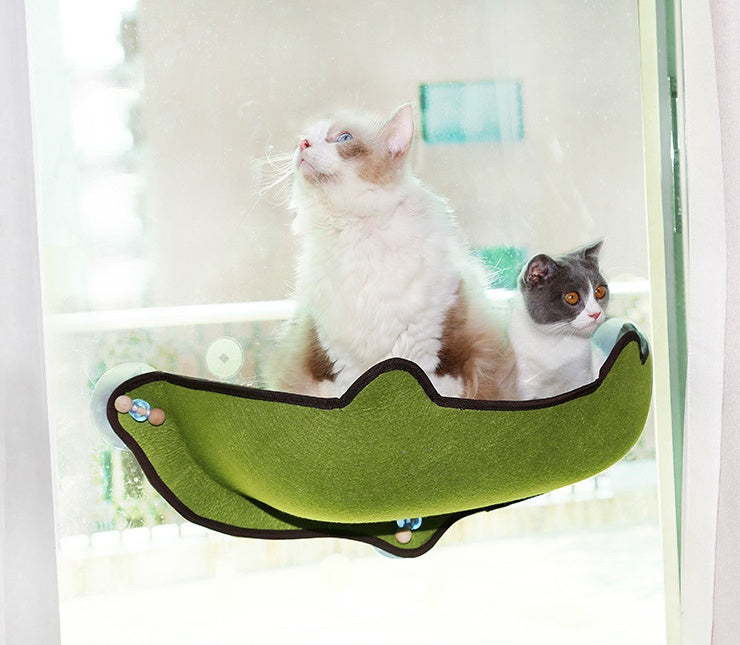 KFX-7140285 Window Sill Cat Hammock with Suction Cups - EVA and Felt Cloth, Removable Washable Mat, Indoor Outdoor Use