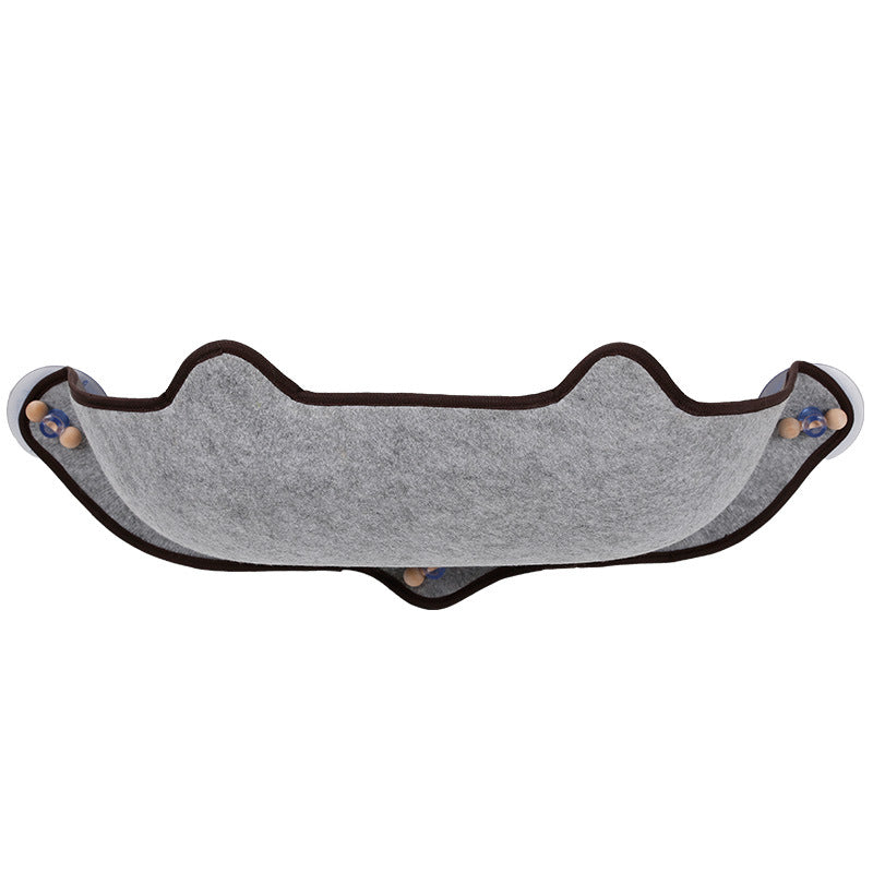 KFX-7140285 Window Sill Cat Hammock with Suction Cups - EVA and Felt Cloth, Removable Washable Mat, Indoor Outdoor Use