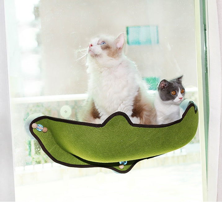 KFX-7140285 Window Sill Cat Hammock with Suction Cups - EVA and Felt Cloth, Removable Washable Mat, Indoor Outdoor Use
