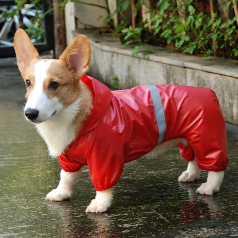 KFX-7145021 Reflective Waterproof Boxer Jumpsuit for Pets - Double-Breathable Raincoat Available in Various Sizes