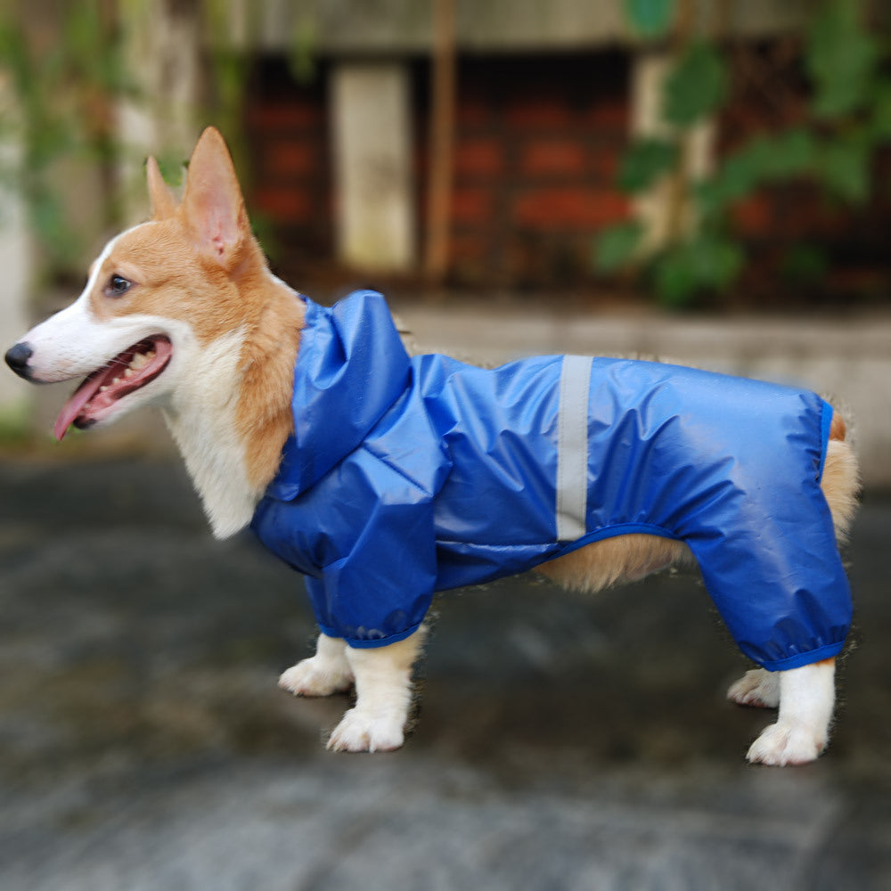 KFX-7145021 Reflective Waterproof Boxer Jumpsuit for Pets - Double-Breathable Raincoat Available in Various Sizes