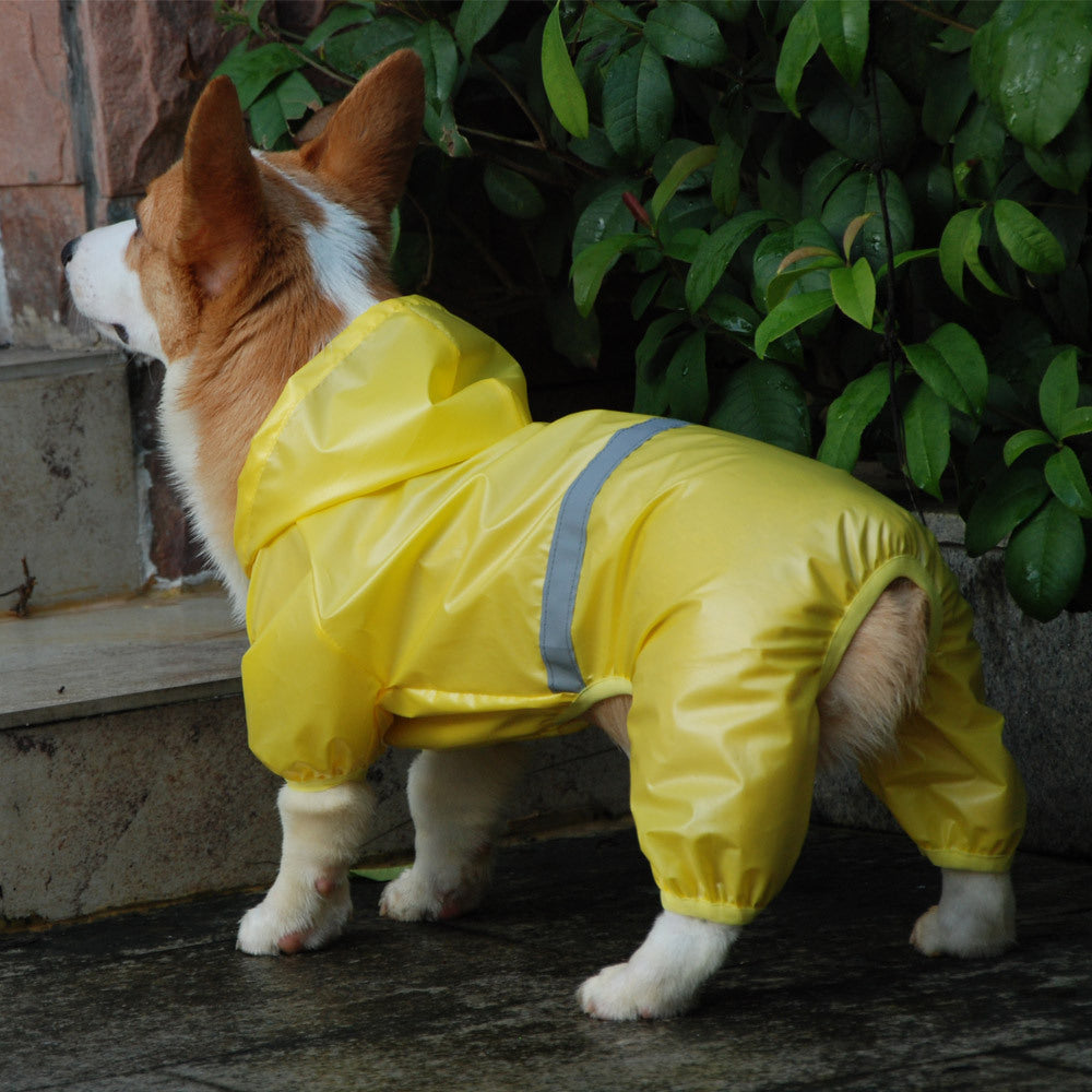 KFX-7145021 Reflective Waterproof Boxer Jumpsuit for Pets - Double-Breathable Raincoat Available in Various Sizes