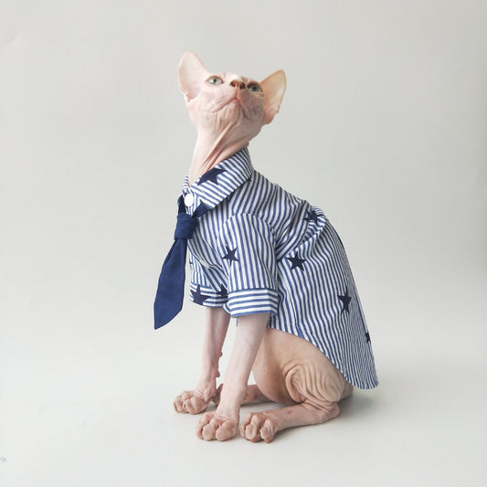 KFX-7146045 Lightweight Cotton Shirt for Hairless Cats - Breathable Casual Apparel