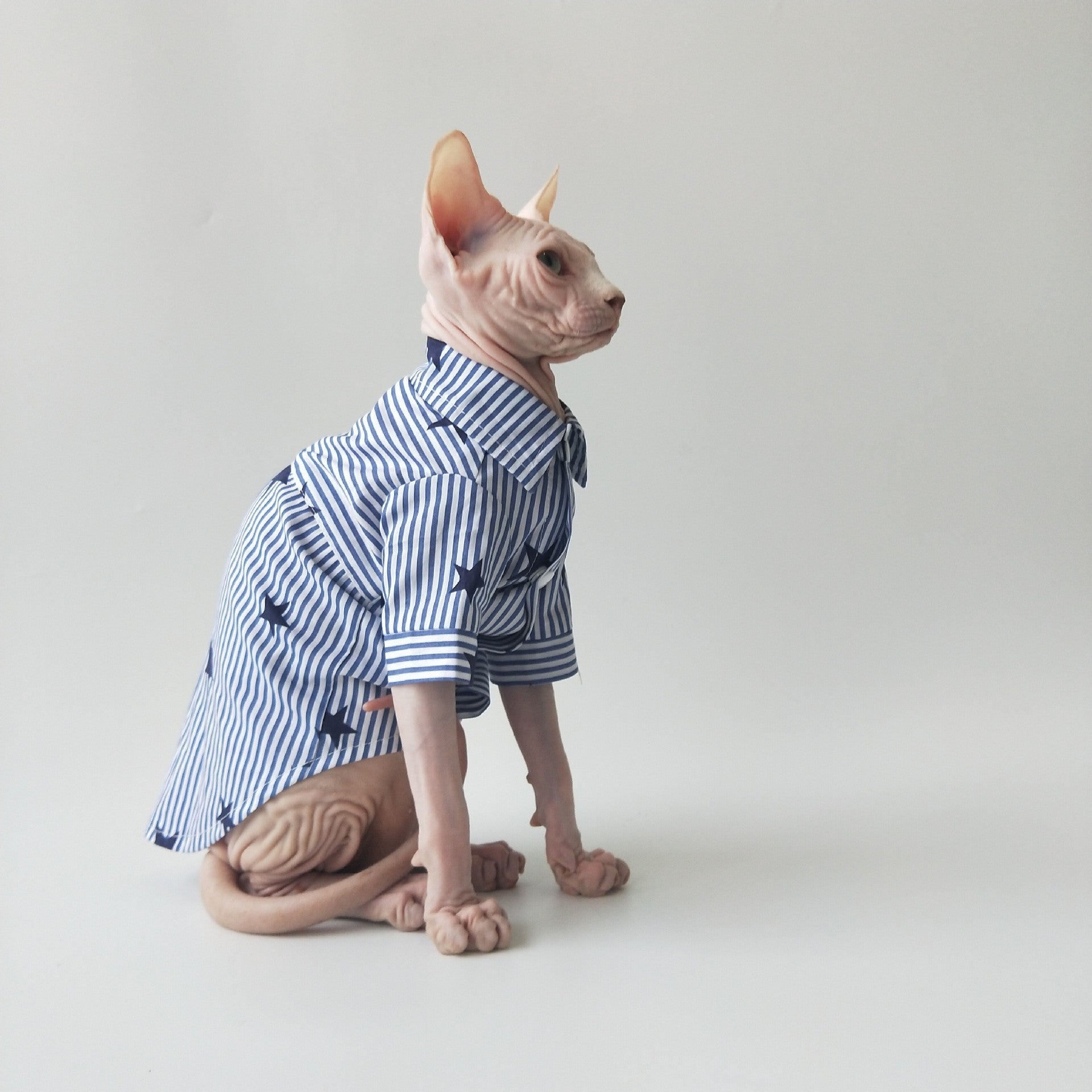 KFX-7146045 Lightweight Cotton Shirt for Hairless Cats - Breathable Casual Apparel