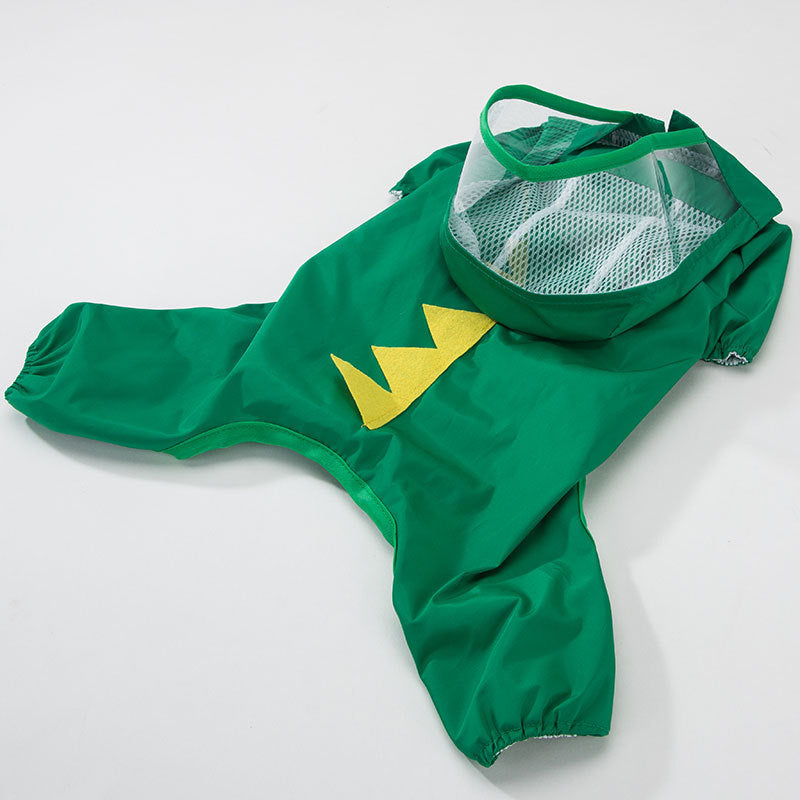 KFX-7148605 Autumn Raincoat for Small Dog Puppies in Yellow Bear, Green Dinosaur, and Red Bear Designs