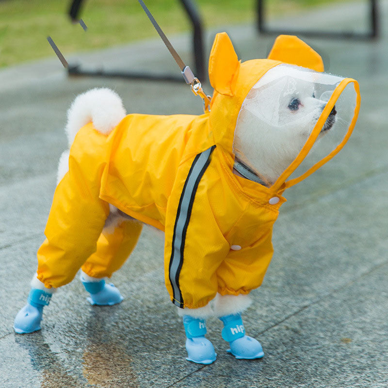 KFX-7148605 Autumn Raincoat for Small Dog Puppies in Yellow Bear, Green Dinosaur, and Red Bear Designs