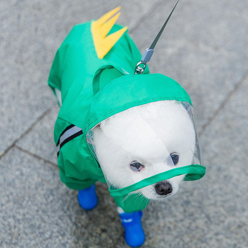 KFX-7148605 Autumn Raincoat for Small Dog Puppies in Yellow Bear, Green Dinosaur, and Red Bear Designs