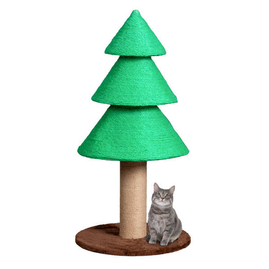 KFX-7149885 Christmas Tree Cat Scratcher Tower, 31.5in Indoor Cat Scratching Post with Soft Fleece Base and Sisal Rope