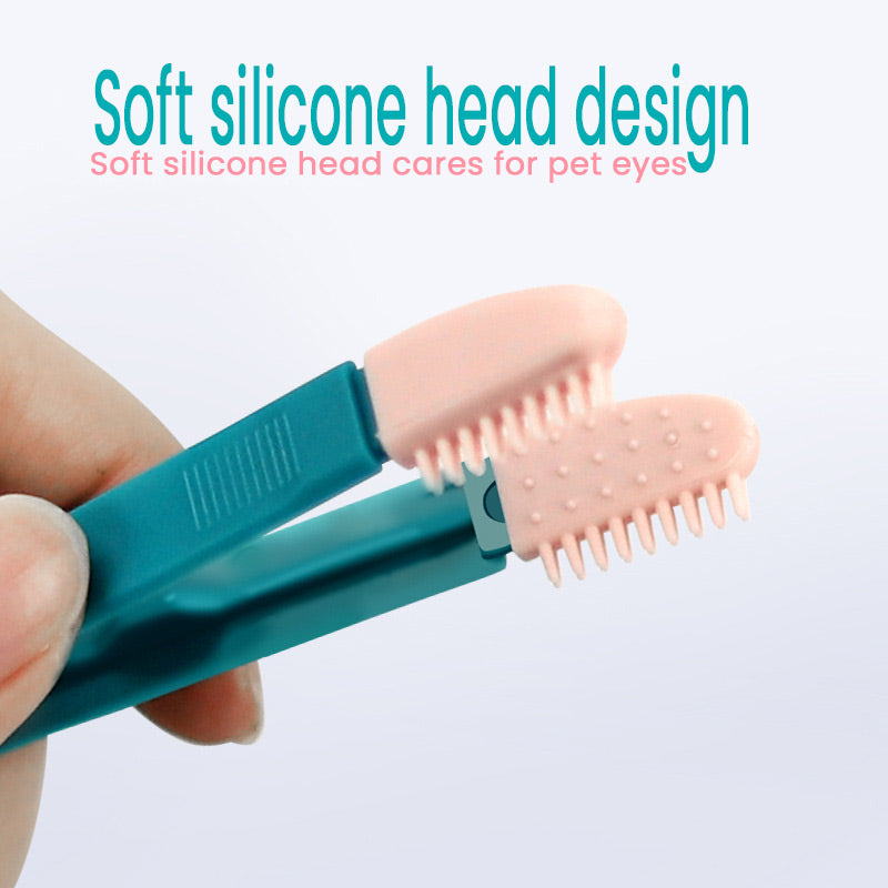 KFX-7150013 Handheld Pet Eye Cleaning Brush for Cats and Dogs - Soft Elastic Head with Ergonomic Handle