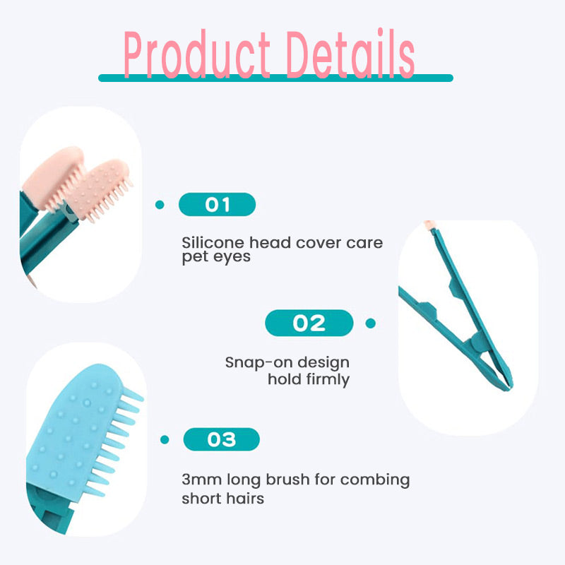 KFX-7150013 Handheld Pet Eye Cleaning Brush for Cats and Dogs - Soft Elastic Head with Ergonomic Handle
