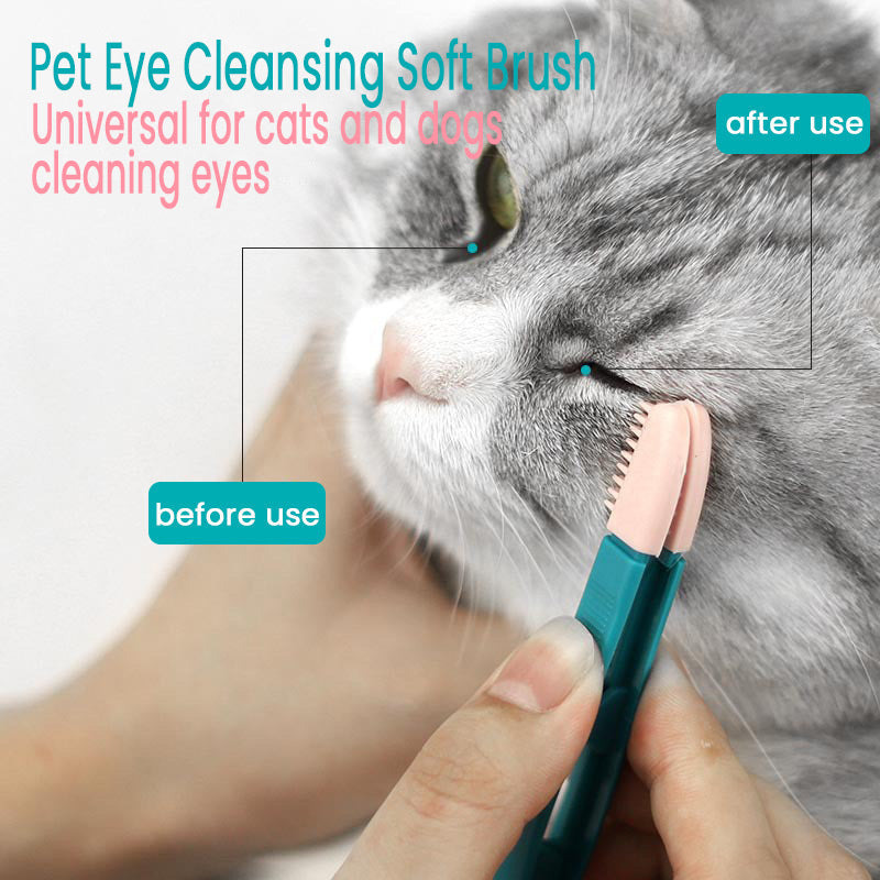 KFX-7150013 Handheld Pet Eye Cleaning Brush for Cats and Dogs - Soft Elastic Head with Ergonomic Handle