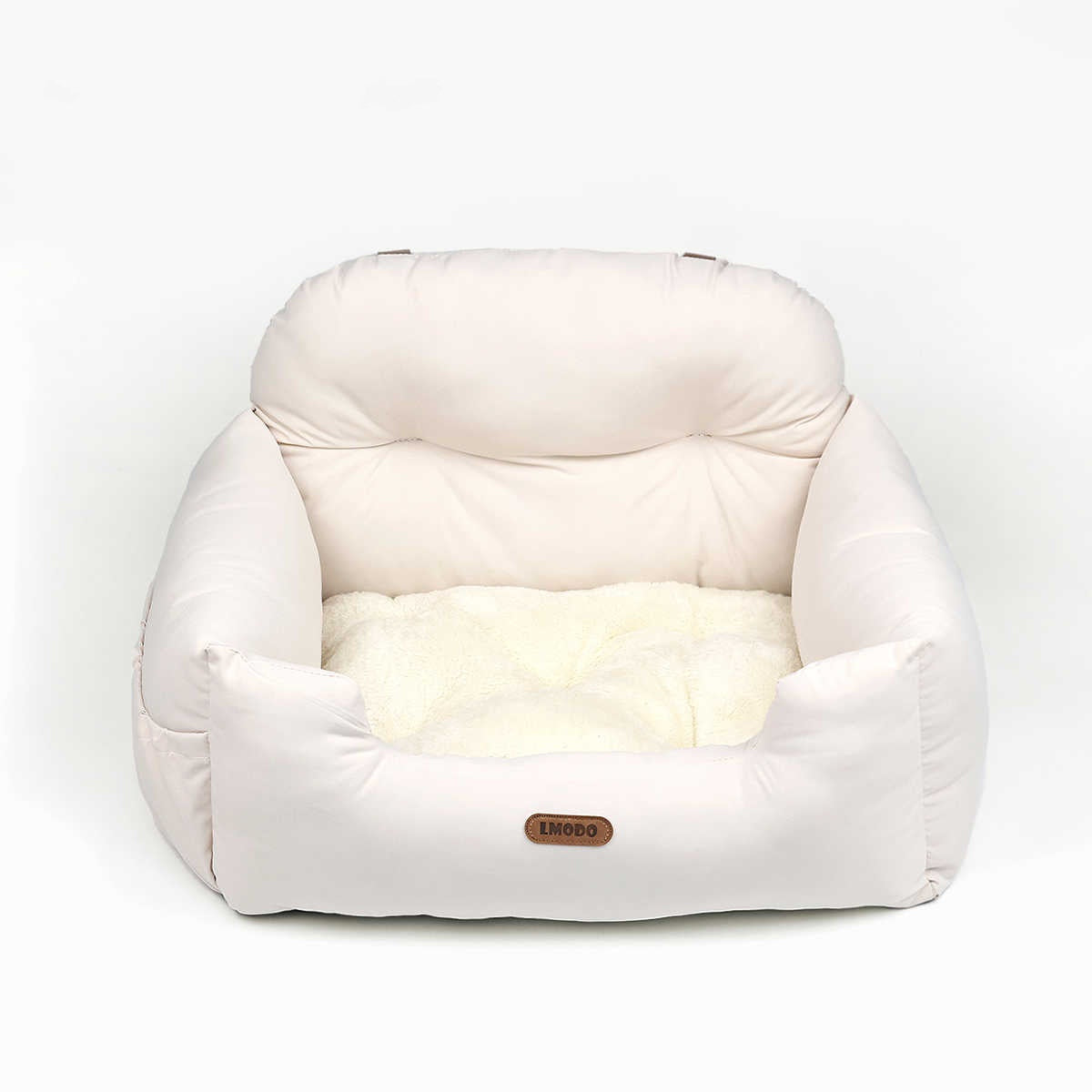 KFX-7154237 Pet Car Nest - Comfortable Suede Kennel Seat for Pets, 50x40x30cm, Milky White