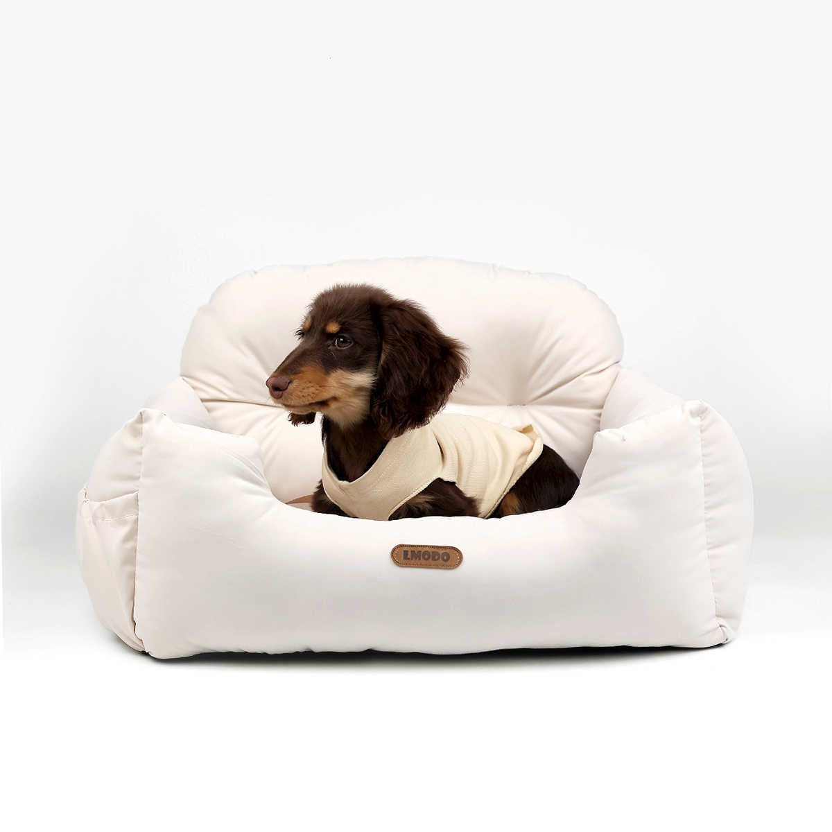 KFX-7154237 Pet Car Nest - Comfortable Suede Kennel Seat for Pets, 50x40x30cm, Milky White