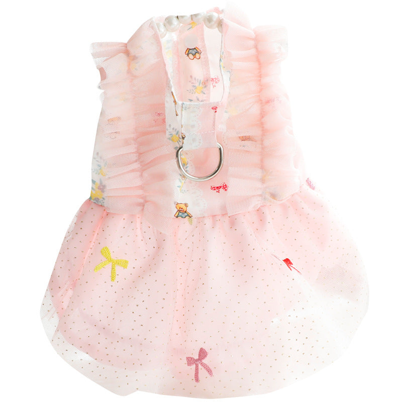 KFX-7154749 Pet Princess Skirt for Dogs and Cats - Cotton Fabric in Yellow and Pink, Multiple Sizes Available