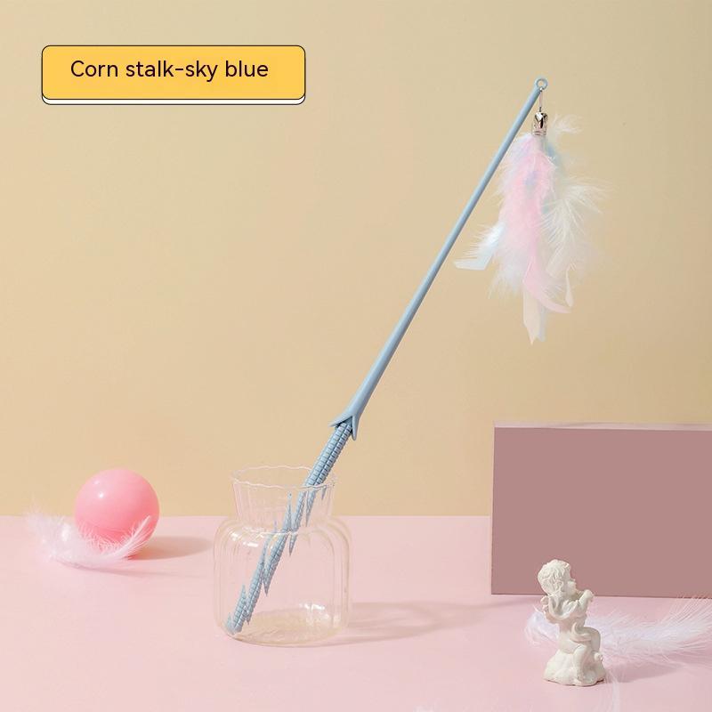 KFX-7155005 Colorful Cat Teasing Stick with Feather and Bell