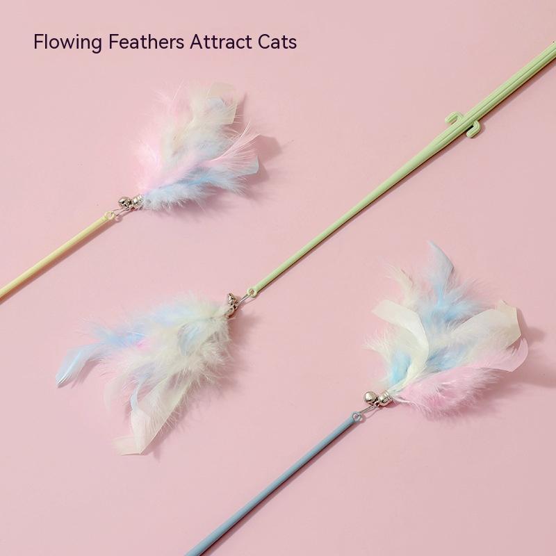 KFX-7155005 Colorful Cat Teasing Stick with Feather and Bell