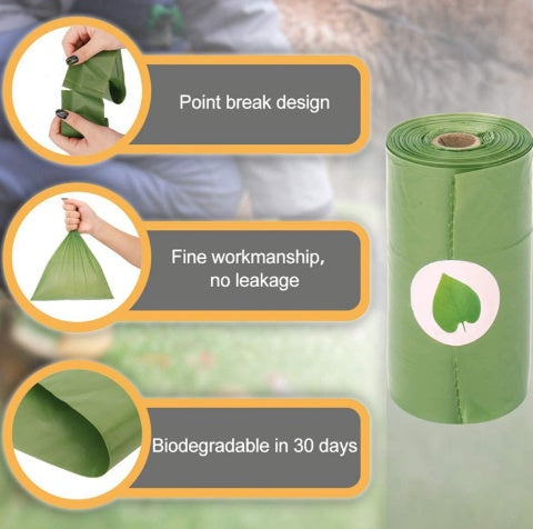 KFX-7156413 Pet Waste Disposal Bags - Biodegradable PE Bags, Compact Size for Easy Carrying, 6 Roll Pack