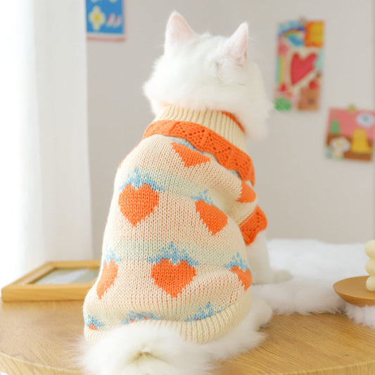 KFX-7157949 Cozy Acrylic Sweater for Fall Kittens - Casual Style to Reduce Shedding