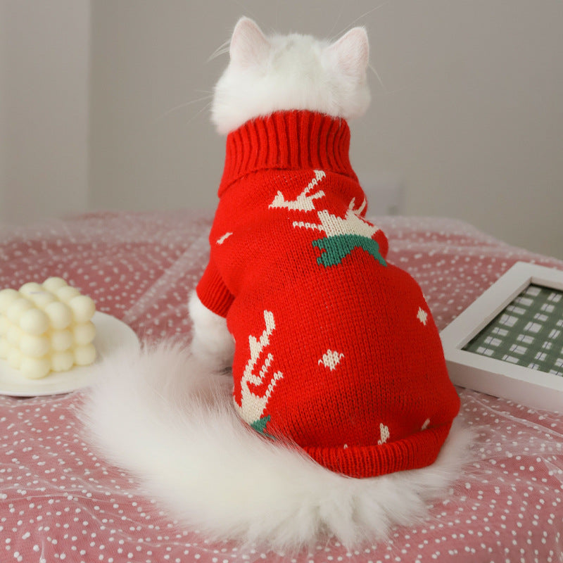 KFX-7157949 Cozy Acrylic Sweater for Fall Kittens - Casual Style to Reduce Shedding
