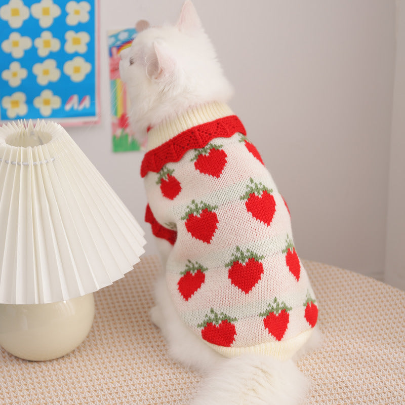 KFX-7157949 Cozy Acrylic Sweater for Fall Kittens - Casual Style to Reduce Shedding