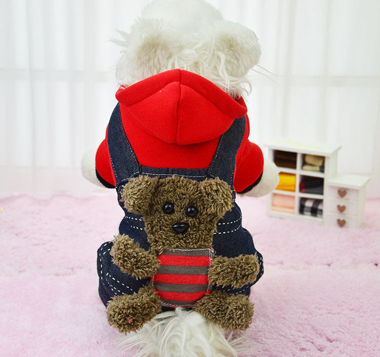 KFX-7158333 Thickened Cotton Four-Legged Dog Outfit - Cozy Bear Design for Small to Medium Pets
