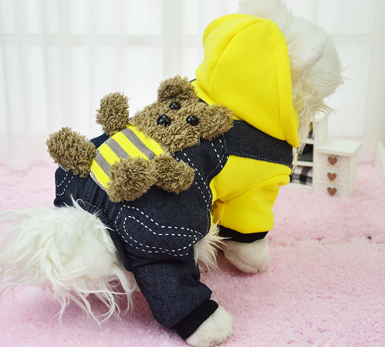 KFX-7158333 Thickened Cotton Four-Legged Dog Outfit - Cozy Bear Design for Small to Medium Pets
