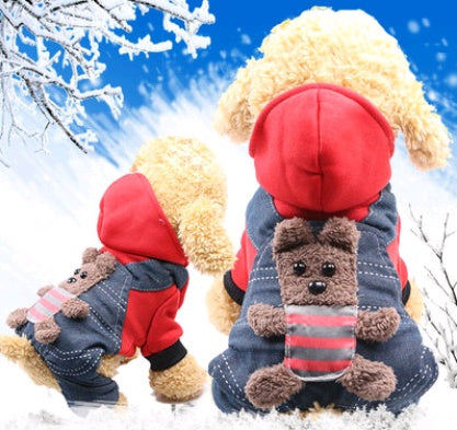 KFX-7158333 Thickened Cotton Four-Legged Dog Outfit - Cozy Bear Design for Small to Medium Pets