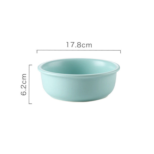 KFX-7160125 Ceramic and Bamboo Wood Pet Bowl Set - Pink, Green, White - Large and Small Sizes
