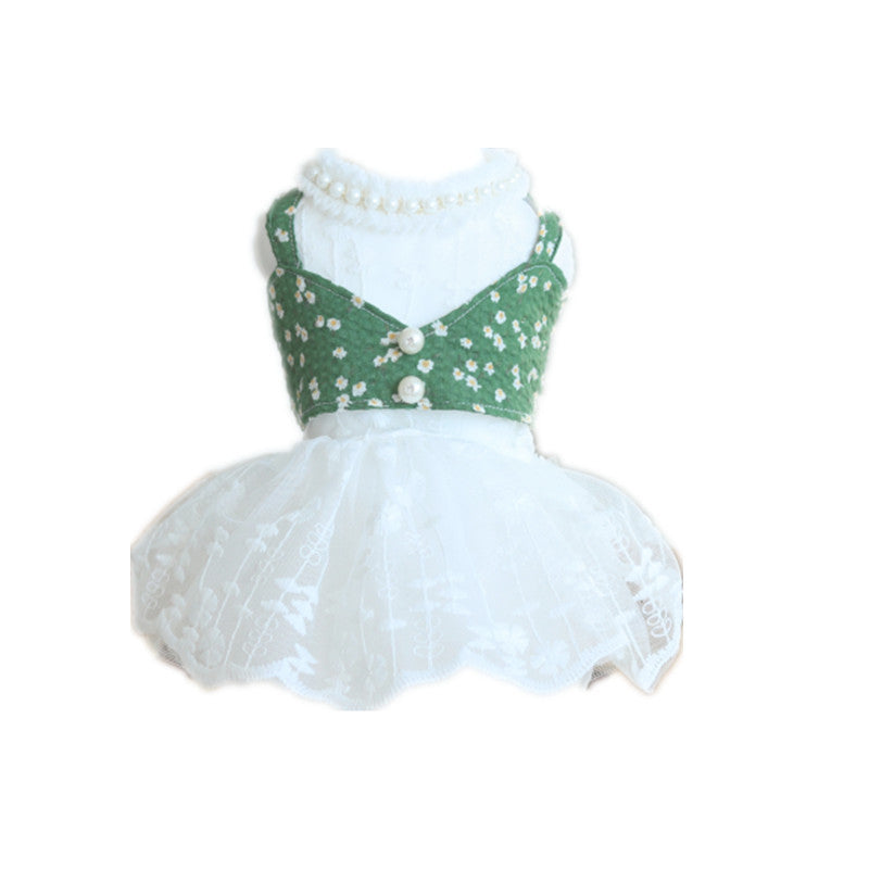 KFX-7160509 Pure White Lace Wedding Dress for Dogs with Matching Hairpin - Princess Style Pettiskirt