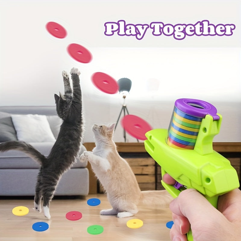 KFX-7163197 Interactive Cat Toy Launcher for Foam Discs - Durable Battery-Free Plastic for Endless Fun