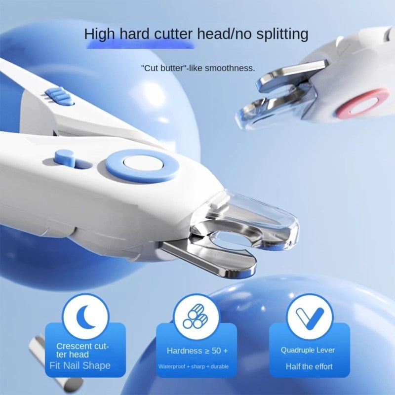 KFX-7163709 LED Light Cat Nail Clippers with Precision Stainless Steel Blade and Hidden Nail File
